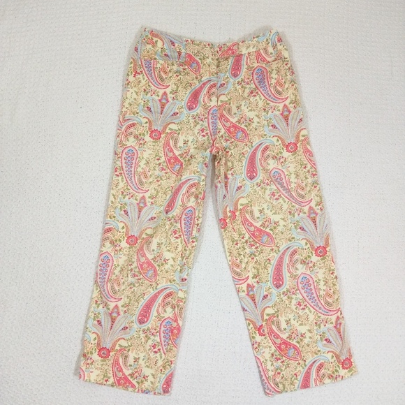 Talbots Pants - Talbot's soft stretchy paisley capris size 10 P009
